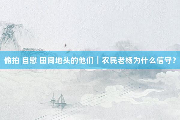 偷拍 自慰 田间地头的他们｜农民老杨为什么信守？